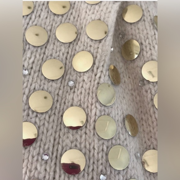 Y2K MANOUSCH CREAM WOOL BLEND EMBELLISHED OVERSIZED ZIP CARDIGAN - Picture 7 of 9